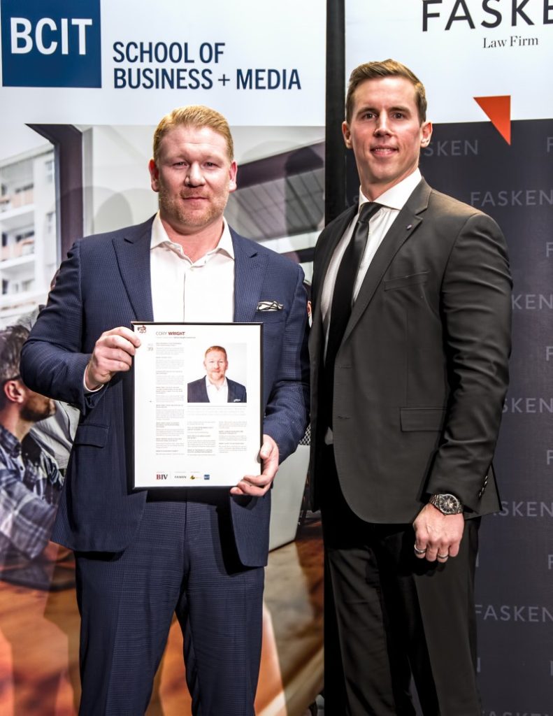 Cory Wright, Founder and Managing Director of William Wright Commercial, attended Business in Vancouver's Forty Under 40 awards gala.